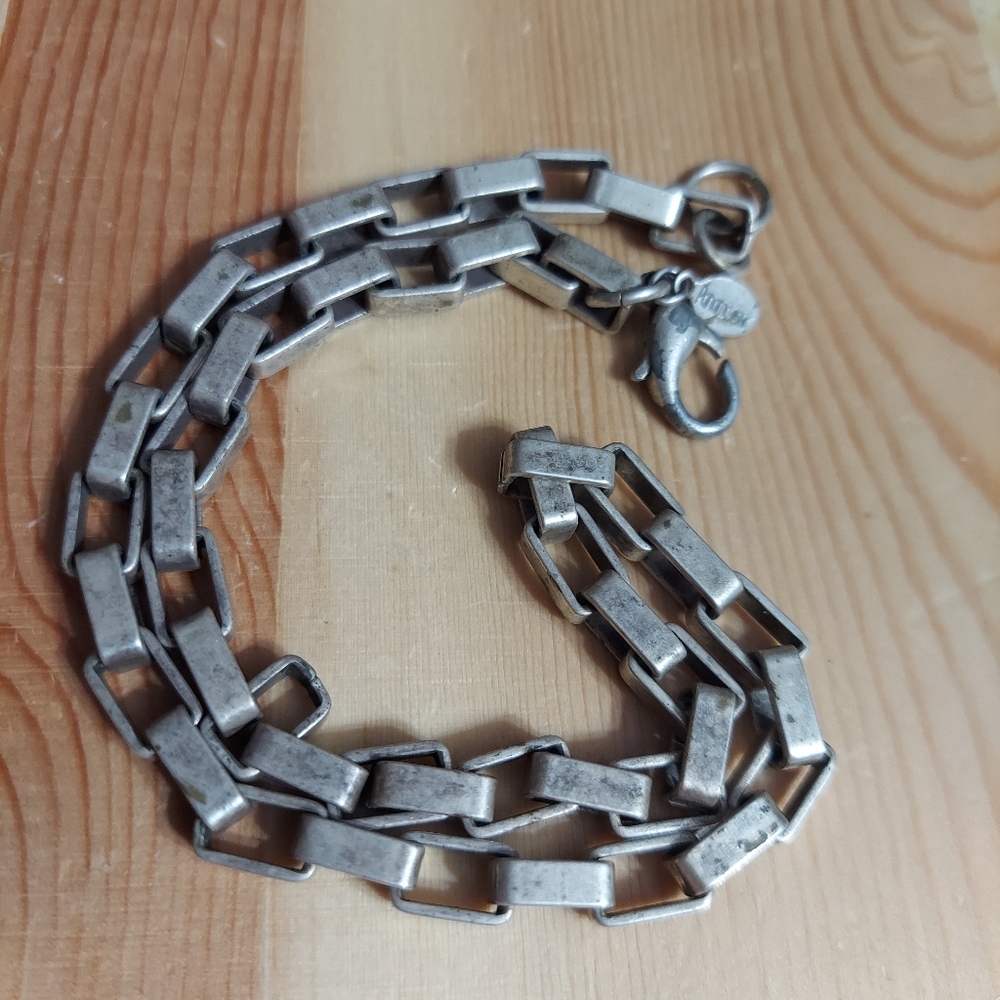 Panama Jack Distressed Silver Chain Link Necklace